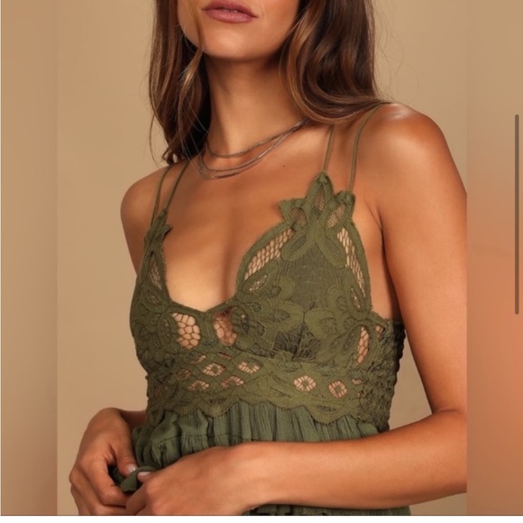 New with tags! Free People Adella Cami Olive Sparrow, Moss - Picture 2 of 8